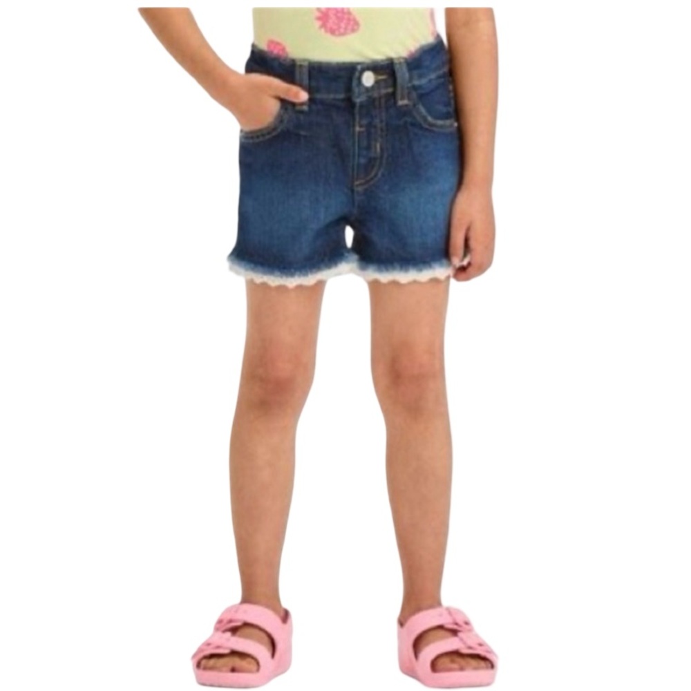 Cat & Jack Toddler Girls Lace-Trim Denim Shorts 5T